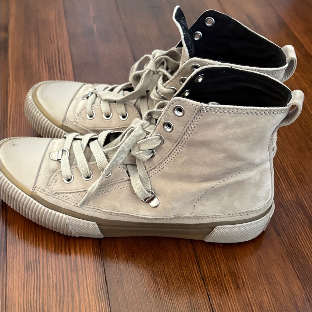 All Saints High-Top Suede Sneakers in Light Beige, Size 9 - Picture 6 of 8